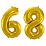 Folieballon 68 jaar - Goud - 86 cm