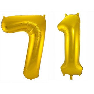 Festigo Folieballon 71 jaar - Goud - 86 cm