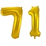 Folieballon 71 jaar - Goud - 86 cm