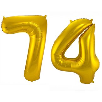 Festigo Folieballon 74 jaar - Goud - 86 cm