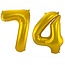 Folieballon 74 jaar - Goud - 86 cm