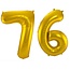 Folieballon 76 jaar - Goud - 86 cm