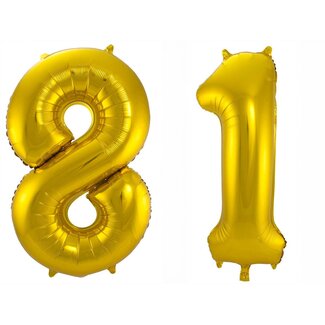 Festigo Folieballon 81 jaar - Goud - 86 cm