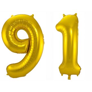 Festigo Folieballon 91 jaar - Goud - 86 cm