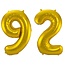 Folieballon 92 jaar - Goud - 86 cm