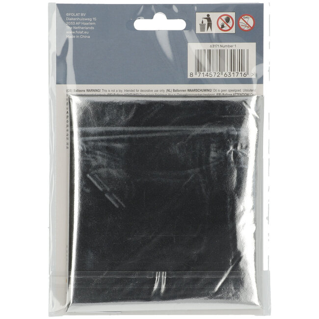 Folieballon 1 jaar - Zilver - 86 cm