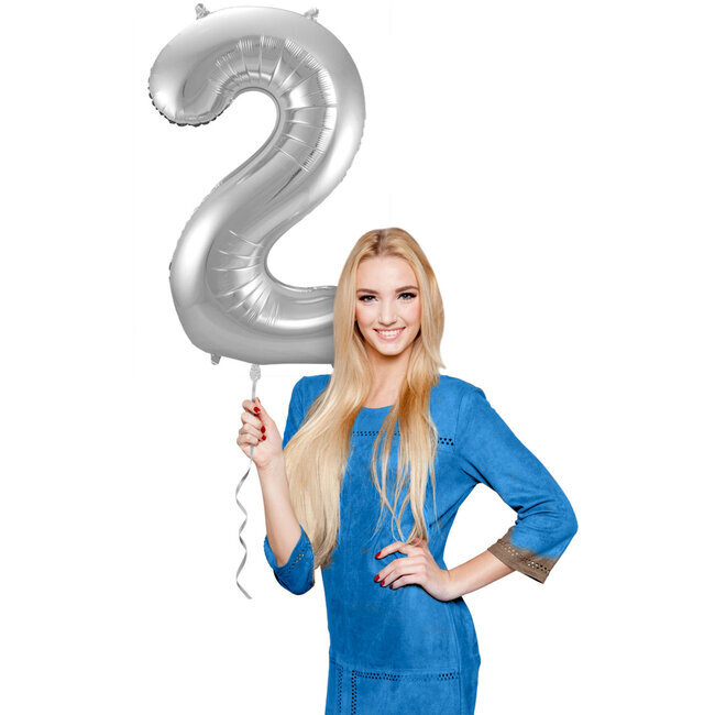 Folieballon 2 jaar - Zilver - 86 cm
