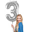 Folieballon 3 jaar - Zilver - 86 cm