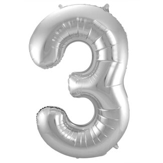 Festigo Folieballon 3 jaar - Zilver - 86 cm