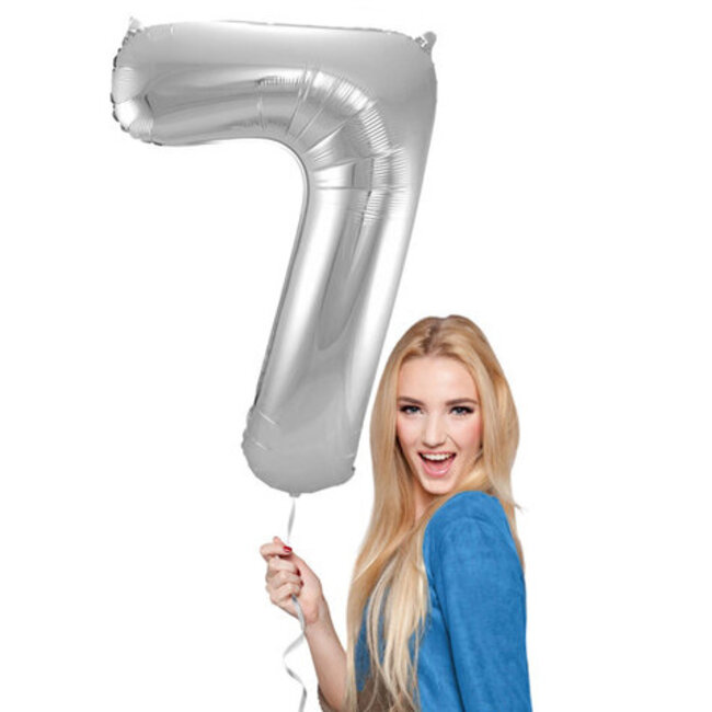 Folieballon 7 jaar - Zilver - 86 cm