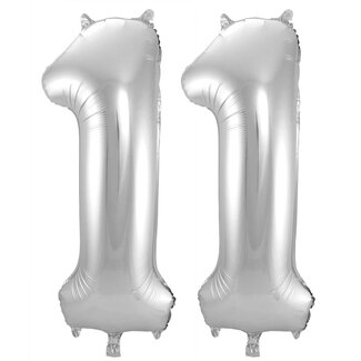 Festigo Folieballon 11 jaar - Zilver - 86 cm