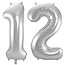 Folieballon 12 jaar - Zilver - 86 cm