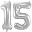 Folieballon 15 jaar - Zilver - 86 cm