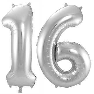 Festigo Folieballon 16 jaar - Zilver - 86 cm