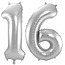 Folieballon 16 jaar - Zilver - 86 cm