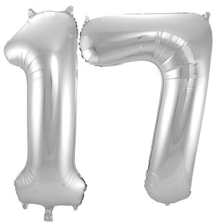 Festigo Folieballon 17 jaar - Zilver - 86 cm
