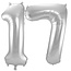 Folieballon 17 jaar - Zilver - 86 cm