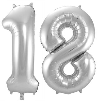 Festigo Folieballon 18 jaar - Zilver - 86 cm