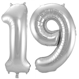 Festigo Folieballon 19 jaar - Zilver - 86 cm