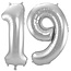 Folieballon 19 jaar - Zilver - 86 cm