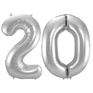 Festigo Folieballon 20 jaar - Zilver - 86 cm