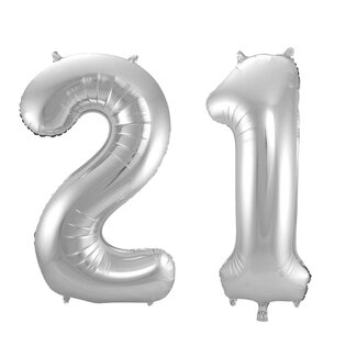 Festigo Folieballon 21 jaar - Zilver - 86 cm
