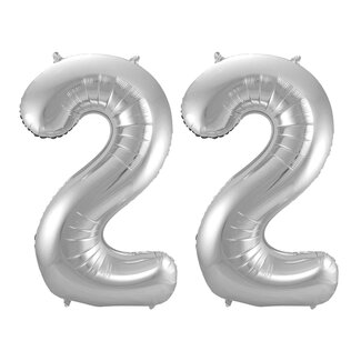 Festigo Folieballon 22 jaar - Zilver - 86 cm