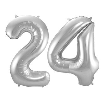 Festigo Folieballon 24 jaar - Zilver - 86 cm