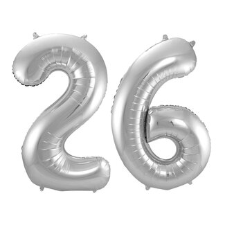 Festigo Folieballon 26 jaar - Zilver - 86 cm