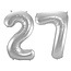 Folieballon 27 jaar - Zilver - 86 cm