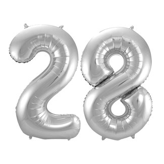 Festigo Folieballon 28 jaar - Zilver - 86 cm