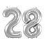 Folieballon 28 jaar - Zilver - 86 cm