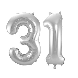 Festigo Folieballon 31 jaar - Zilver - 86 cm