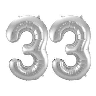 Festigo Folieballon 33 jaar - Zilver - 86 cm