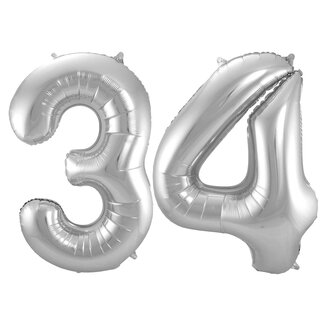 Festigo Folieballon 34 jaar - Zilver - 86 cm