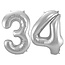 Folieballon 34 jaar - Zilver - 86 cm