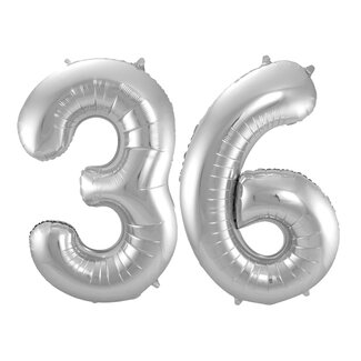 Festigo Folieballon 36 jaar - Zilver - 86 cm
