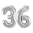Folieballon 36 jaar - Zilver - 86 cm