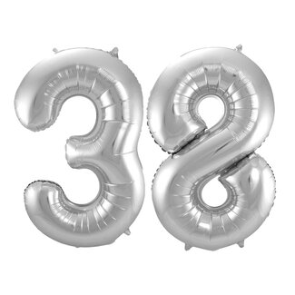 Festigo Folieballon 38 jaar - Zilver - 86 cm