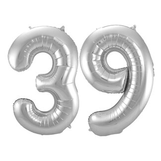 Festigo Folieballon 39 jaar - Zilver - 86 cm