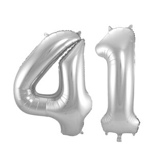 Festigo Folieballon 41 jaar - Zilver - 86 cm