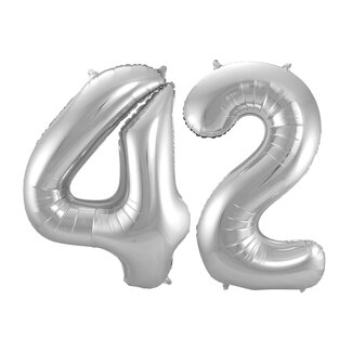 Festigo Folieballon 42 jaar - Zilver - 86 cm
