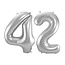 Folieballon 42 jaar - Zilver - 86 cm
