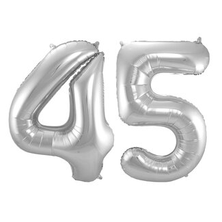 Festigo Folieballon 45 jaar - Zilver - 86 cm