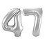 Folieballon 47 jaar - Zilver - 86 cm