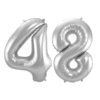 Festigo Folieballon 48 jaar - Zilver - 86 cm