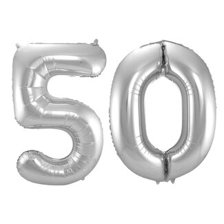Festigo Folieballon 50 jaar - Zilver - 86 cm