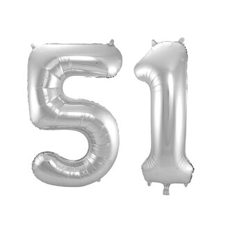 Festigo Folieballon 51 jaar - Zilver - 86 cm