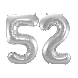 Festigo Folieballon 52 jaar - Zilver - 86 cm