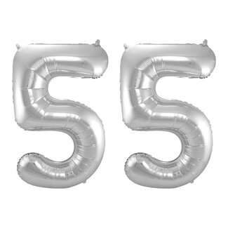 Festigo Folieballon 55 jaar - Zilver - 86 cm
